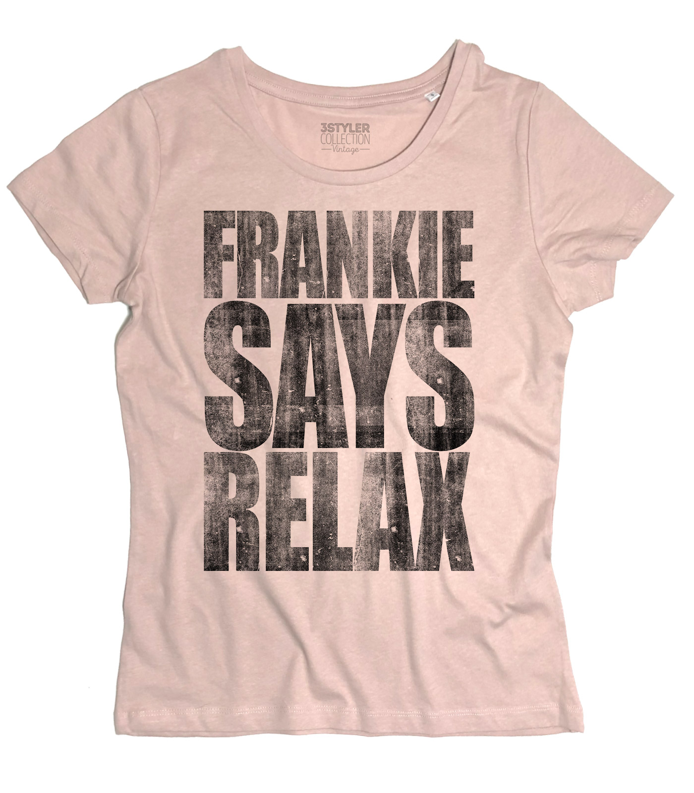 Frankie says relax t-shirt donna vintage ispirata al singolo dei Frankie goes to hollywood