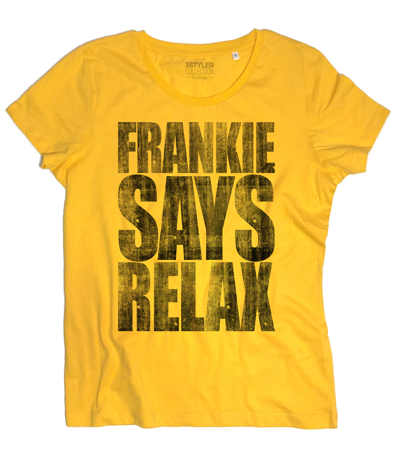 Frankie says relax t-shirt donna vintage ispirata al singolo dei Frankie goes to hollywood
