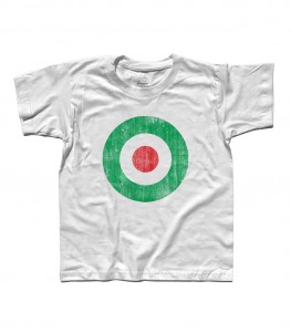 target italia t-shirt bambino raffigurante un target con i colori della bandiera italiana e in versione antichizzata