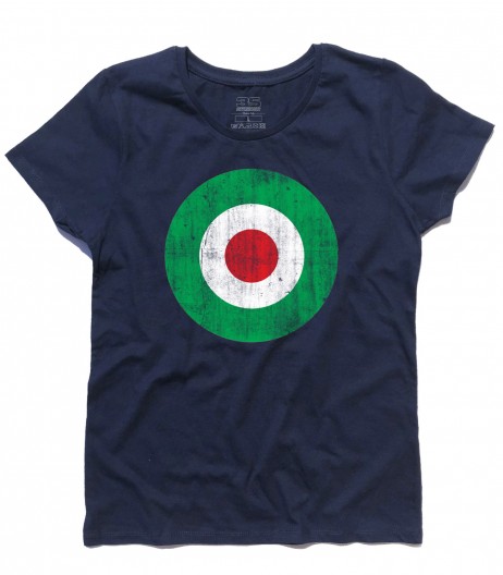target italia t-shirt donna raffigurante un target con i colori della bandiera italiana e in versione antichizzata