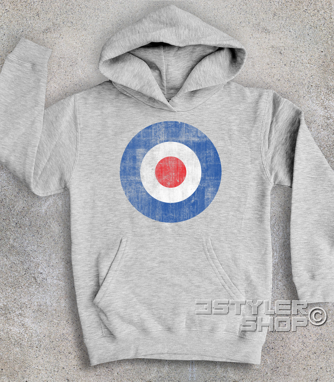 target_mods_vintage_felpa_bambino_gc target mods felpa bambino raffigurante il classico simbolo dei Mods in versione antichizzata