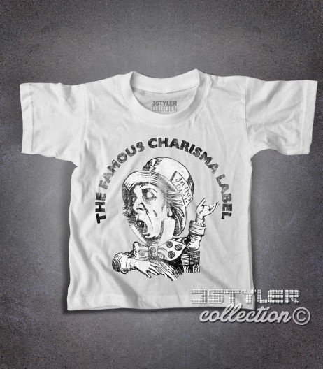 Charisma label t-shirt bambino raffigurante il logo con il cappellaio matto