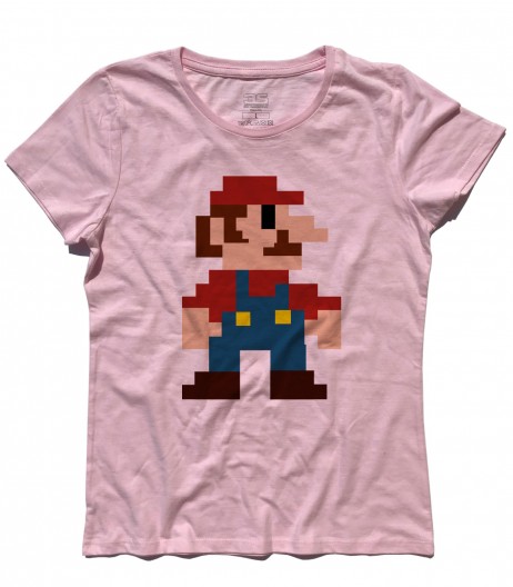 super mario t-shirt donna raffigurante super mario nella sua prima versione tutta fatta di pixel