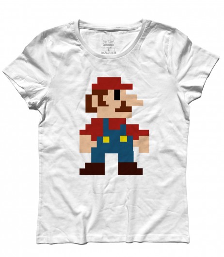 super mario t-shirt donna raffigurante super mario nella sua prima versione tutta fatta di pixel