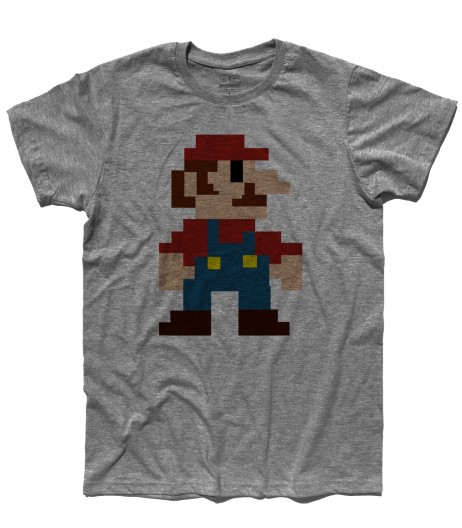super mario t-shirt uomo raffigurante super mario nella sua prima versione tutta fatta di pixel