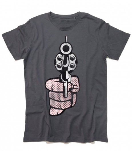 Roy Lichtenstein gun t-shirt uomo raffigurante una pistola in stile pop art