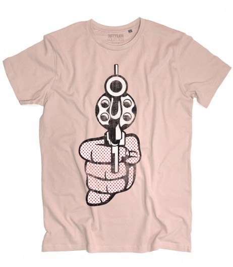 Roy Lichtenstein gun t-shirt uomo raffigurante una pistola in stile pop art