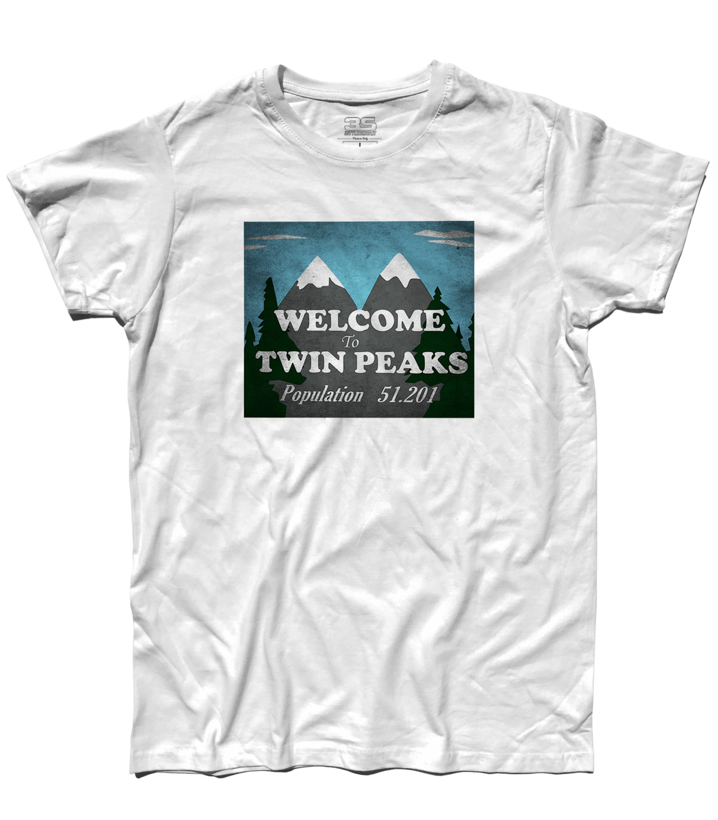 T-Shirt Twin Peaks 100% Cotone, Uomo Bambino Neonato, Manica Corta, Girocollo, Nera