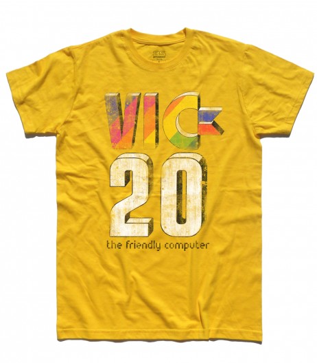 commodore VIC-20 t-shirt raffigurante il logo dell'home computer antichizzato