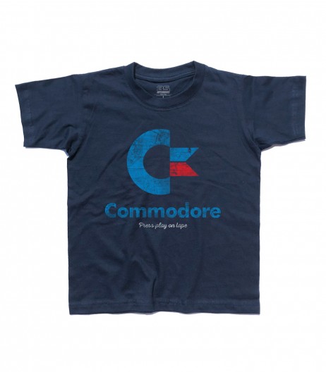 commodore 64 t-shirt bambino con logo e scritta Press play on tape