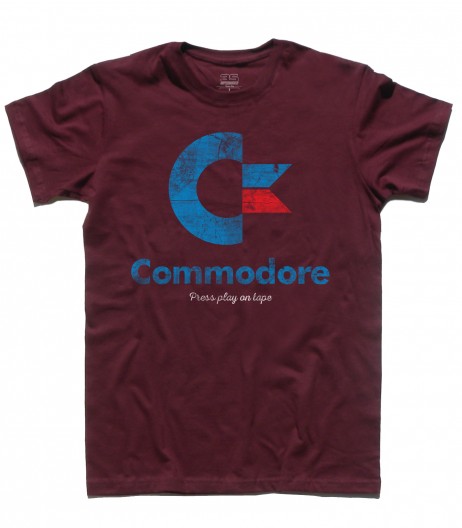 commodore 64 t-shirt uomo con logo e scritta Press play on tape