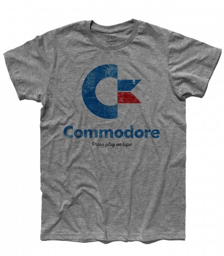 commodore 64 t-shirt uomo con logo e scritta Press play on tape