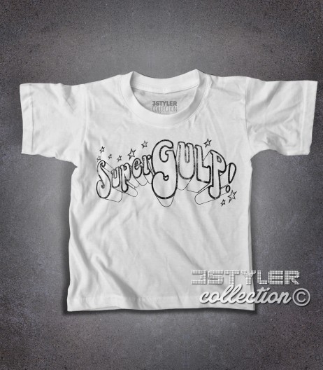 SuperGulp t-shirt bambino raffigurante il logo della famosa trasmissione che negli anni 70 e 80 portò i fumetti italiani e americani in TV