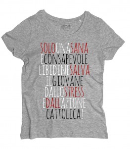 Zucchero t-shirt donna con parte del testo di una sua canzone "Solo una sana e consapevole libidine"