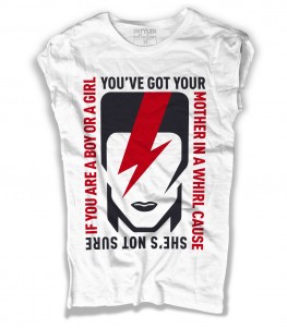 David Bowie t-shirt bianca ispirata alla canzone Rebel Rebel