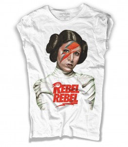 Principessa Leia t-shirt donna ispiarata alla canzone Rebel Rebel in versione Star Wars