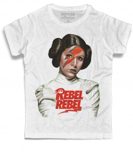 Principessa Leia t-shirt uomo ispiarata alla canzone Rebel Rebel in versione Star Wars