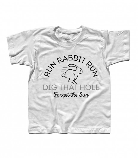 breathe t-shirt bambino ispirata ai pink floyd con scritta Run Rabbit Run