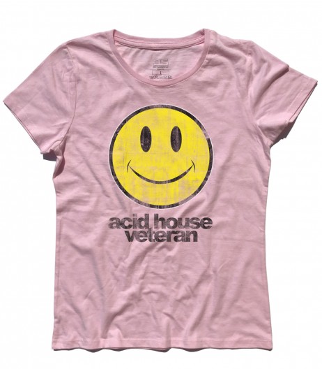 acid house t-shirt donna con smile antichizzato