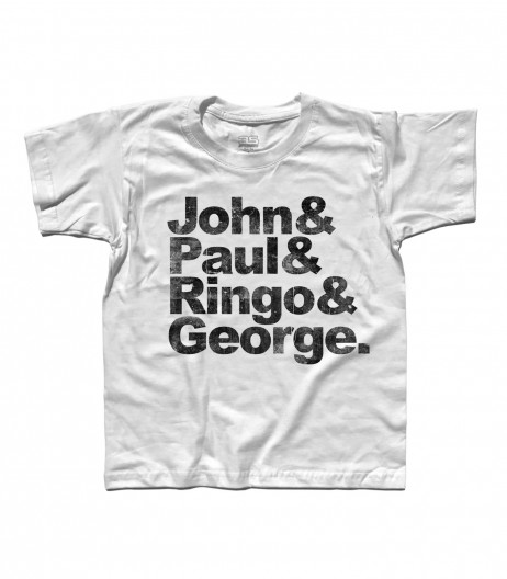 beatles t-shirt bambino coi loro nomi: John, Paul, Ringo e George