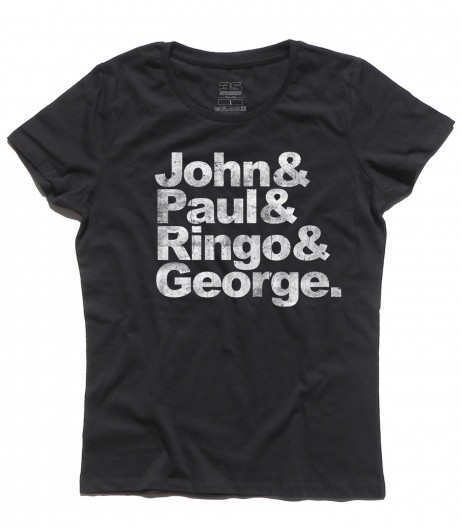 beatles t-shirt donna coi loro nomi: John, Paul, Ringo e George