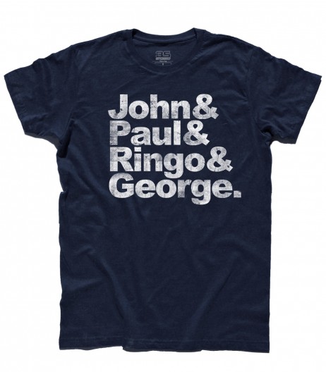 beatles t-shirt uomo coi loro nomi: John, Paul, Ringo e George