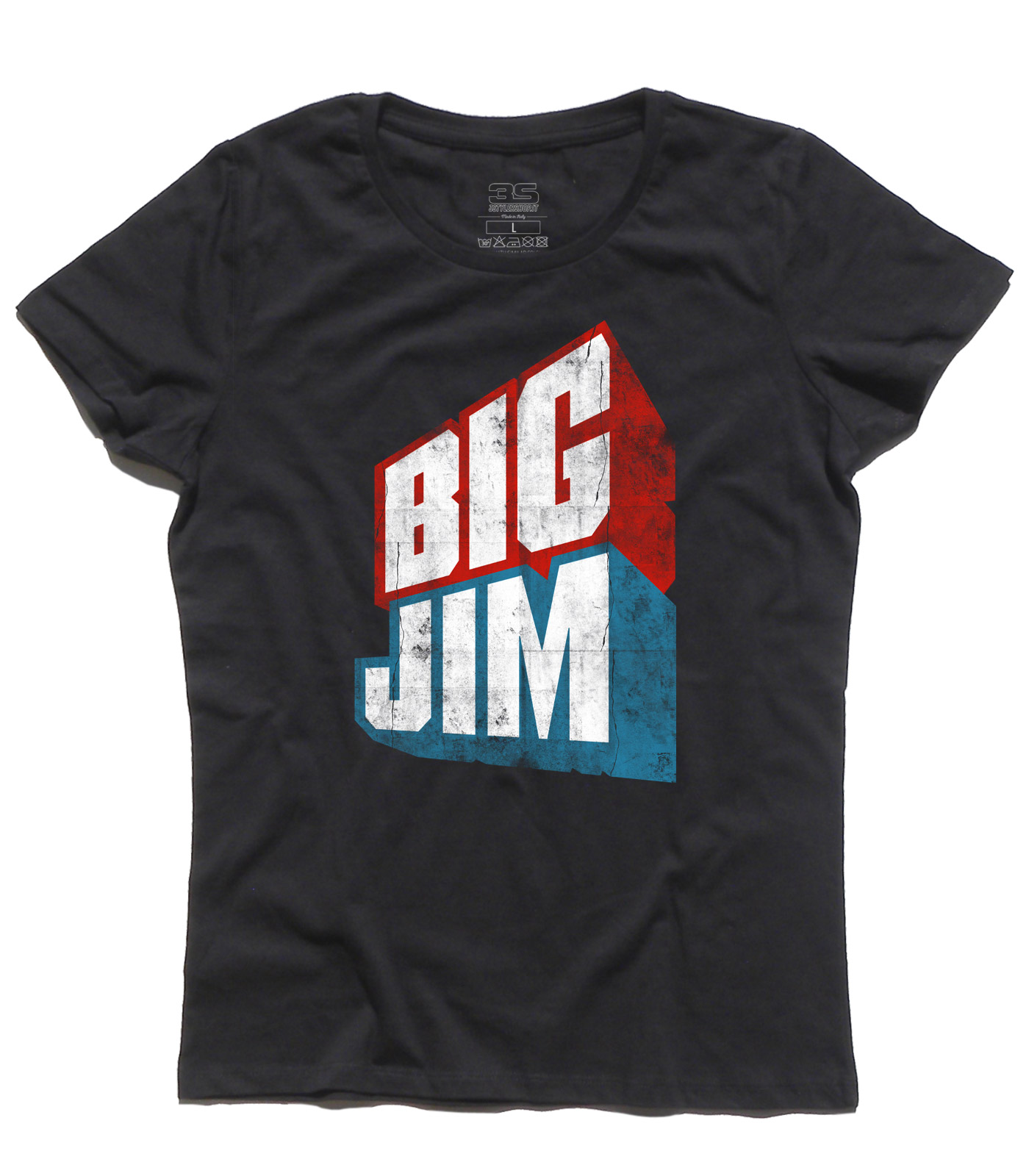 big_jim_vintage_mattel_t-shirt_donna_BK big jim t-shirt donna raffigurante il logo in versione vintage