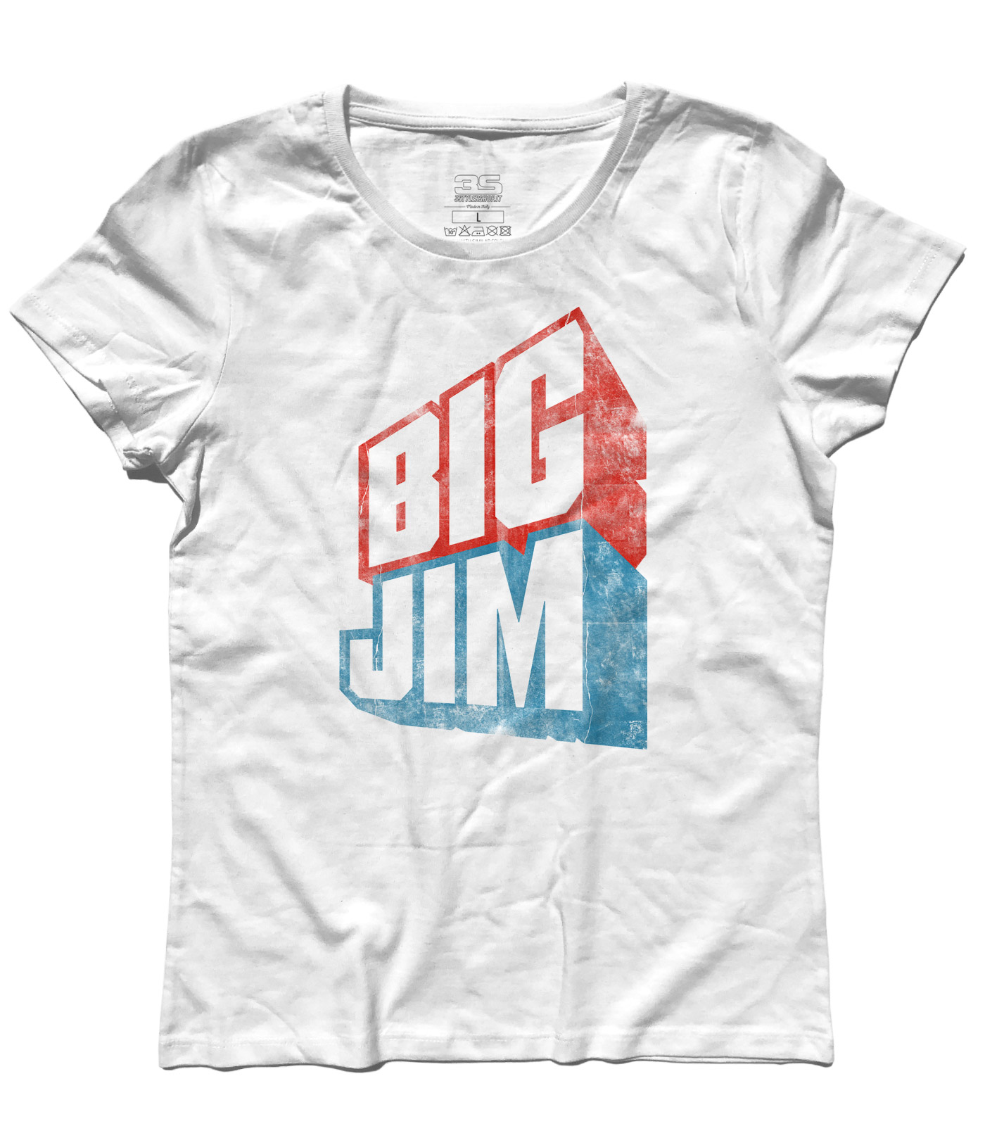 big_jim_vintage_mattel_t-shirt_donna_WH big jim t-shirt donna raffigurante il logo in versione vintage
