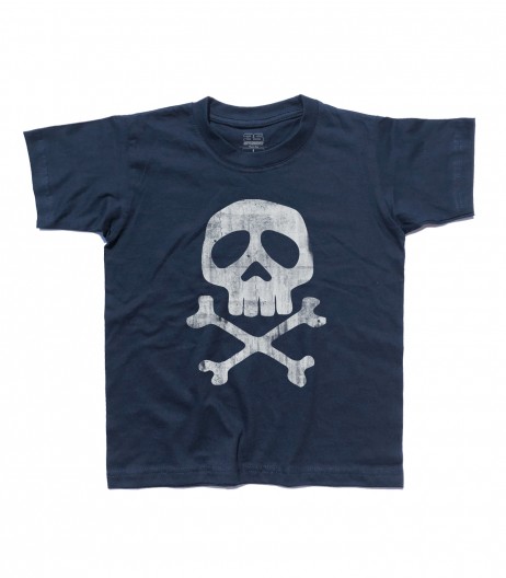 Capitan Harlock t-shirt bambino raffigurante il teschio del suo costume antichizzato