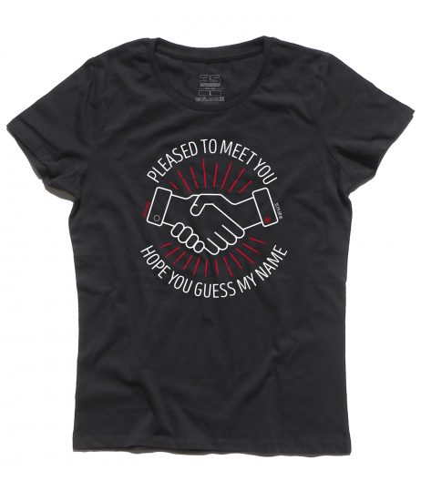 T-shirt donna nera ispirata alla canzone Sympathy for the Devil dei Rolling Stones.