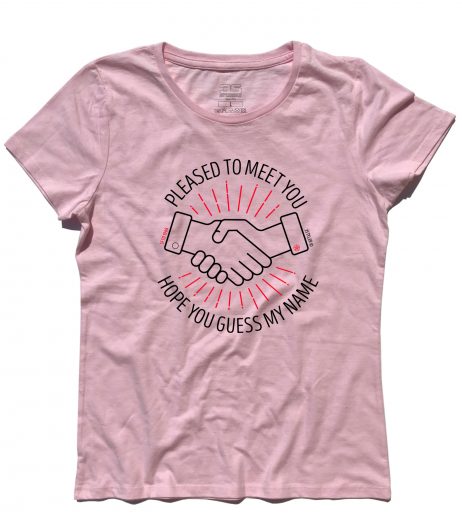 T-shirt donna rosa ispirata alla canzone Sympathy for the Devil dei Rolling Stones.