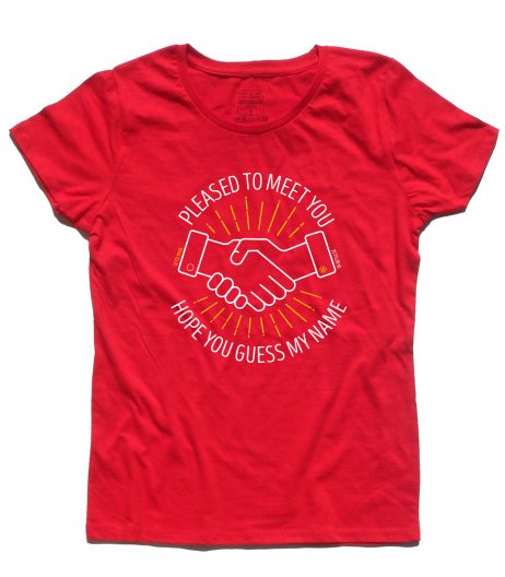 T-shirt donna rossa ispirata alla canzone Sympathy for the Devil dei Rolling Stones.