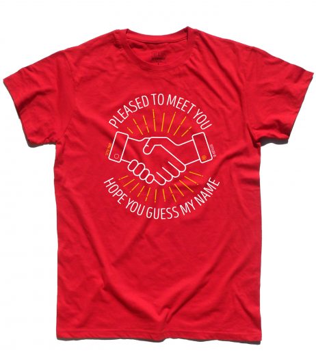 T-shirt uomo rossa ispirata alla canzone Sympathy for the Devil dei Rolling Stones.
