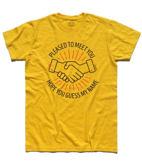 T-shirt uomo gialla ispirata alla canzone Sympathy for the Devil dei Rolling Stones.