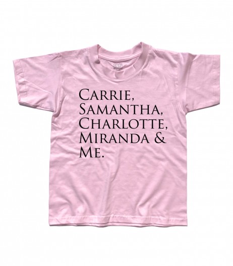 Sex and the City t-shirt bambino con scritta "Carrie, Samantha,Charlotte, Miranda and Me"