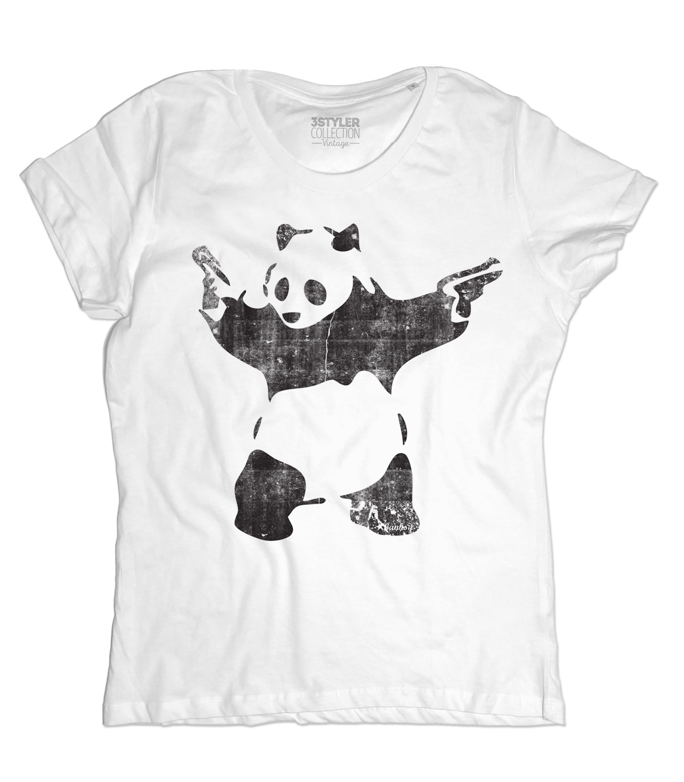 Panda Pistole T-shirt Donna - Panda With Guns Banksy - Foto 5