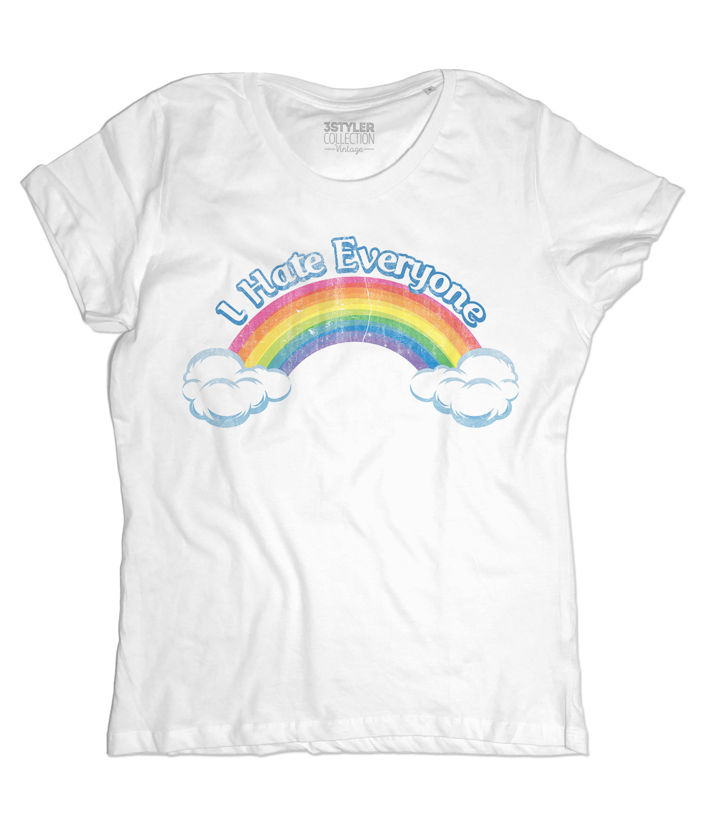 I hate everyone t-shirt donna ispirata al cartone animato cult anni 80 dei Care Bears