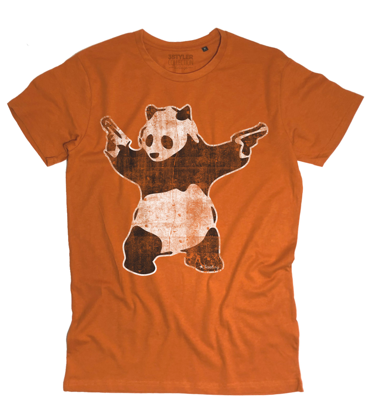 t-shirt_uomo_banksy_panda_pistole_gun_OR panda pistole t-shirt uomo raffigurante l'opera panda with guns di banksy