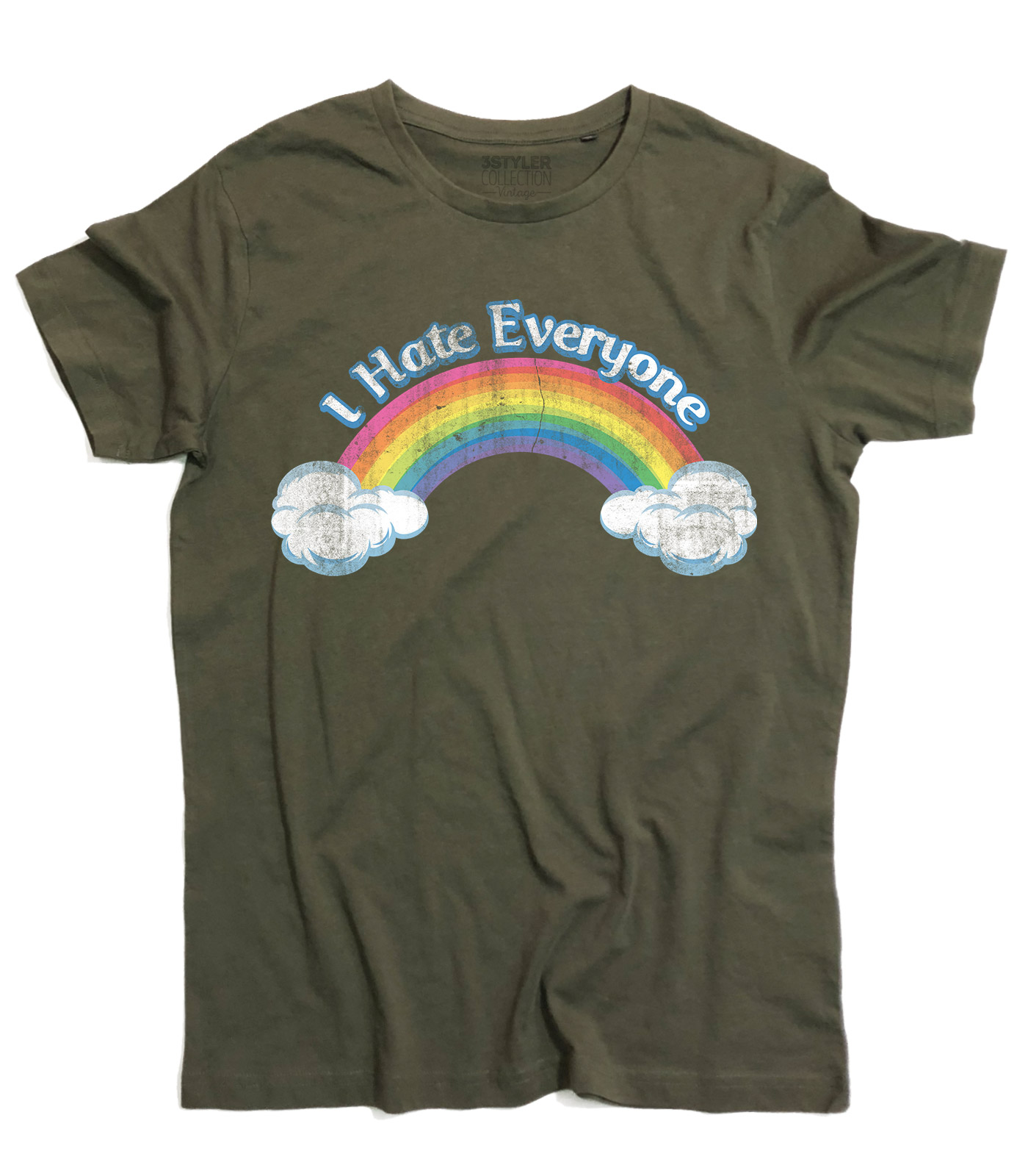 t-shirt_uomo_care_bears_orsetti_cuore_I_hate_everyone_VD I hate everyone t-shirt uomo ispirata al cartone animato cult anni 80 dei Care Bears