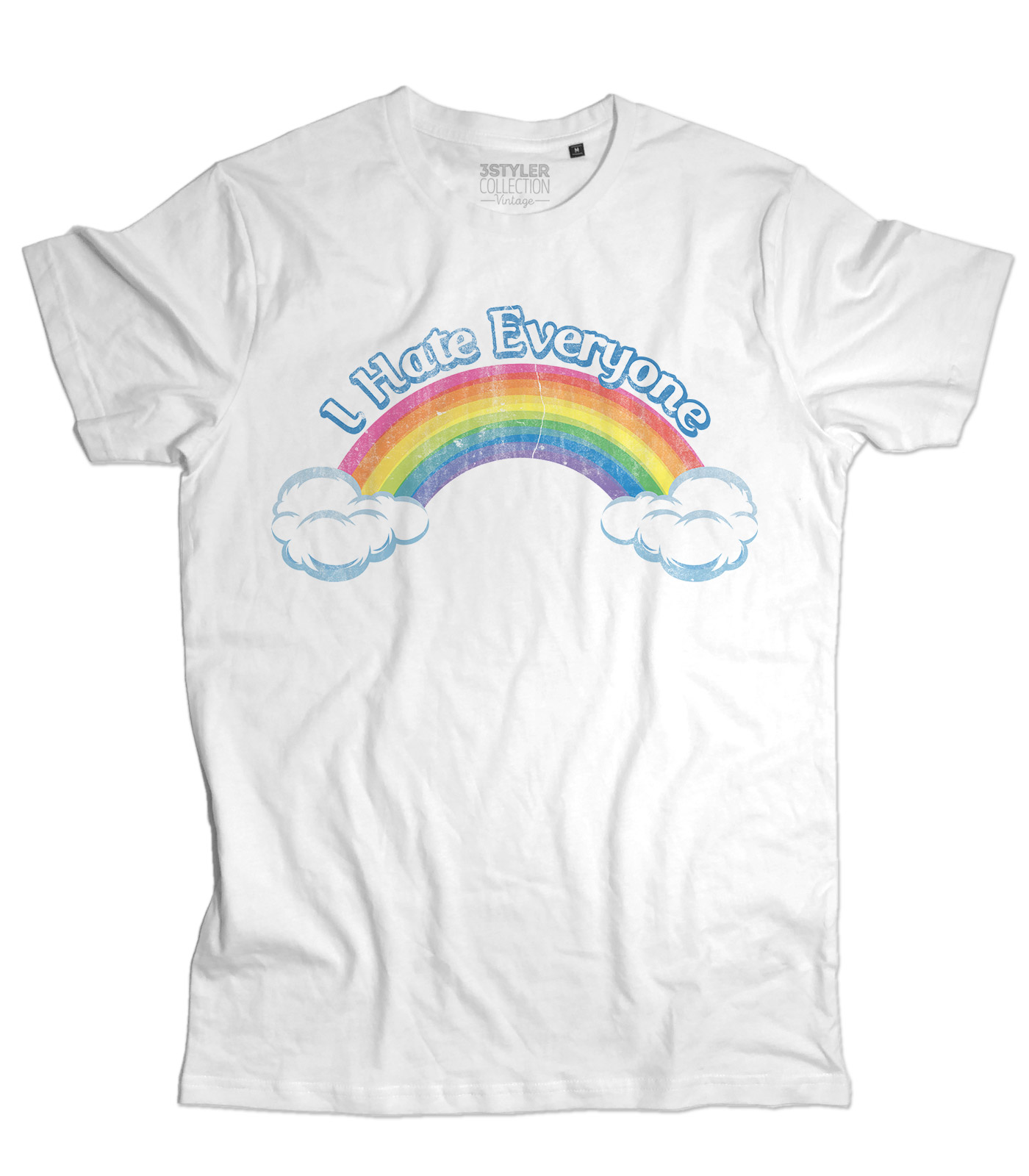 t-shirt_uomo_care_bears_orsetti_cuore_I_hate_everyone_WH I hate everyone t-shirt uomo ispirata al cartone animato cult anni 80 dei Care Bears