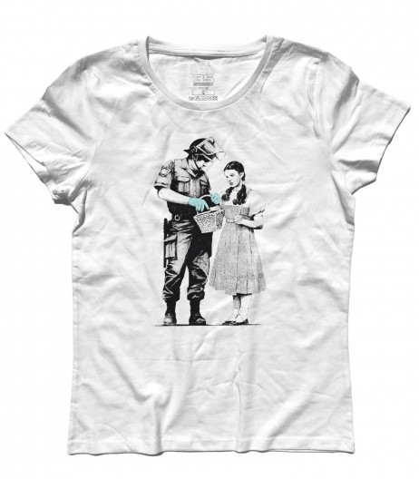 dorothy t-shirt donna raffigurante un poliziotto che perquisisce dorothy del mago di oz