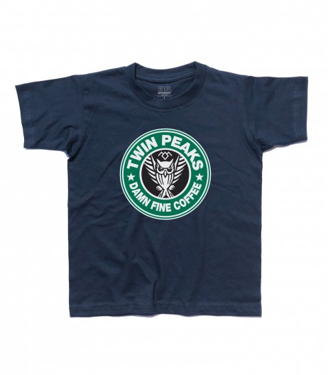 twin peaks t-shirt bambino ispirata al logo di starbucks e alla serie cult