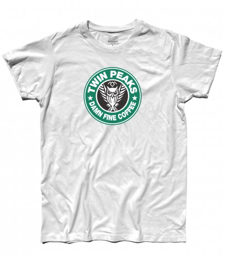 twin peaks t-shirt uomo ispirata al logo di starbucks e alla serie cult