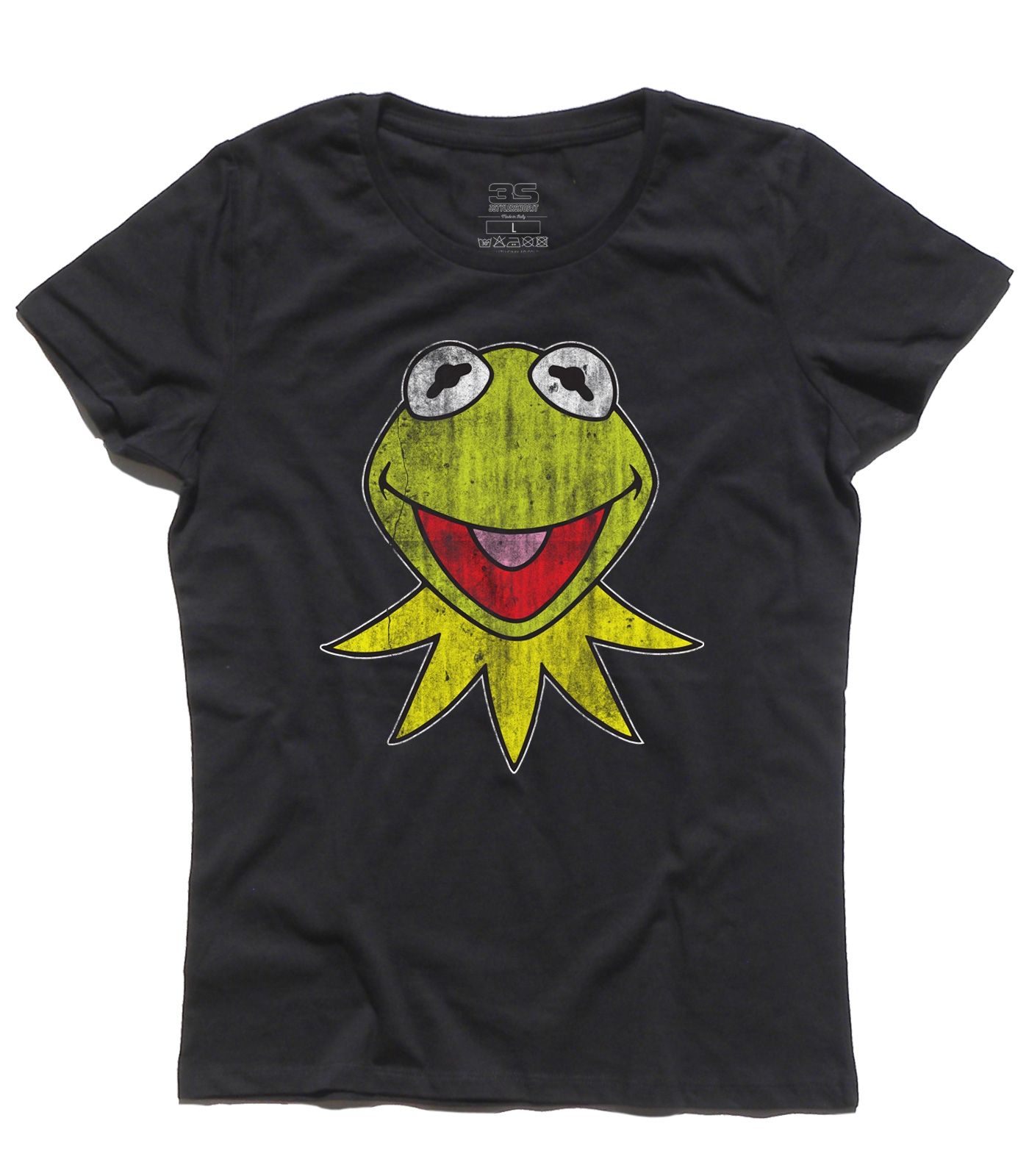 kermit_muppets_show_t-shirt_donna_BK kermit t-shirt donna raffigurante la rana presentatrice del Muppet Show