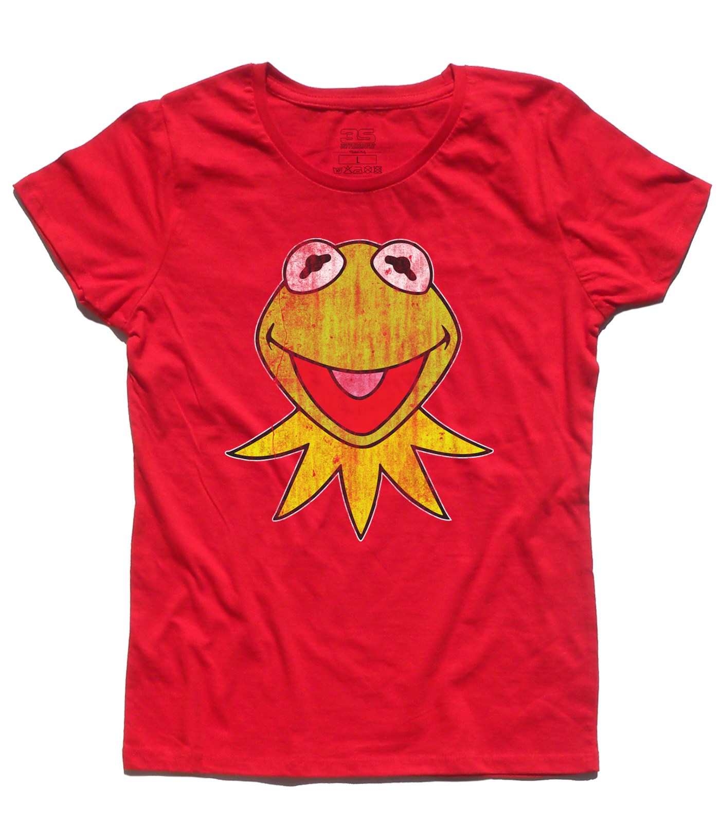 kermit_muppets_show_t-shirt_donna_RD kermit t-shirt donna raffigurante la rana presentatrice del Muppet Show