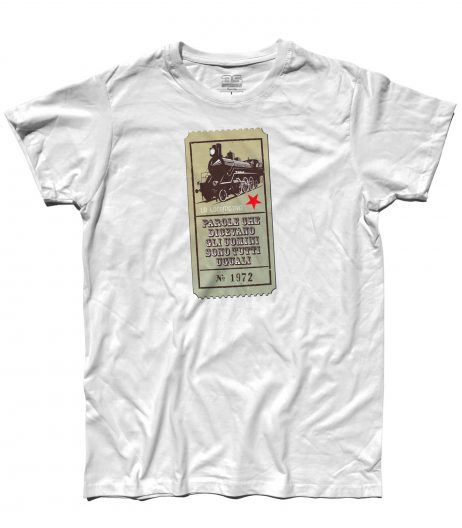 guccini t-shirt uomo con scritta "parole che dicevano gli uomini sono tutti uguali" tratta dalla locomotiva