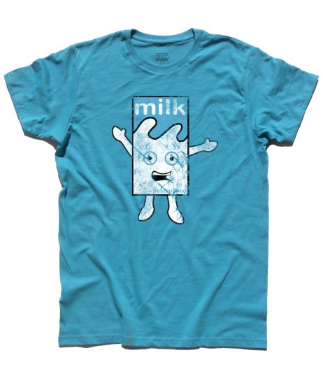 Blur t-shirt uomo raffigurante il cartone di latte del video "Coffee and Tv"