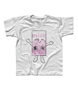 Blur t-shirt bambino raffigurante il cartone di latte alla fragola del video "Coffee and Tv"