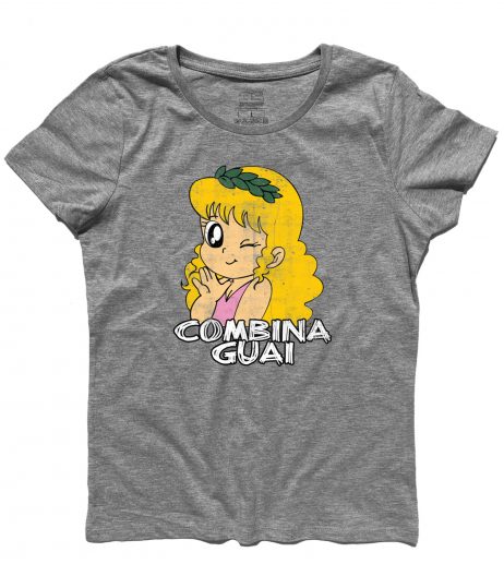 pollon t-shirt donna con immagine di pollon e scritta combina guai