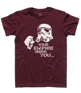 star wars t-shirt uomo raffigurante uno stormtrooper stilizzato e scritta your empire needs you